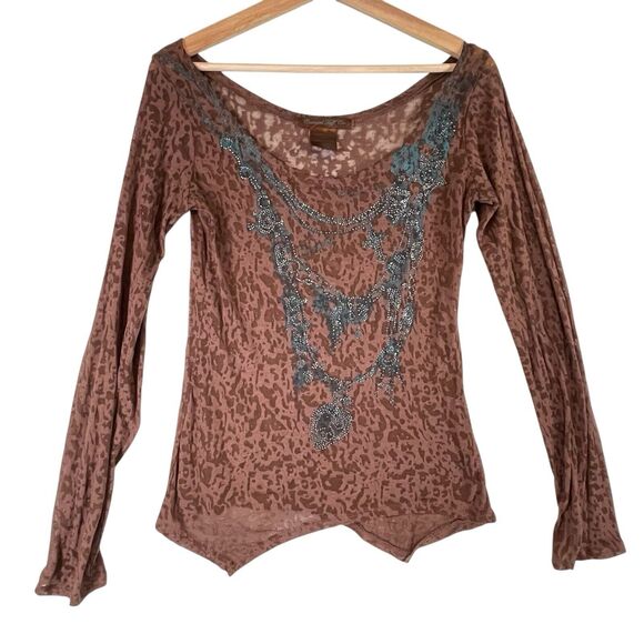 Cowgirl Tuff Co VTG Burnout L/S Top Womens SIZE MEDIUM Shirt Western Y2k Rodeo - Picture 9 of 10